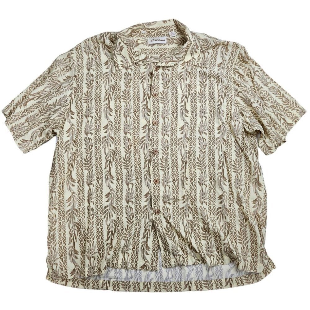 Caribbean Tan Hawaiian button up shirt, size XL
